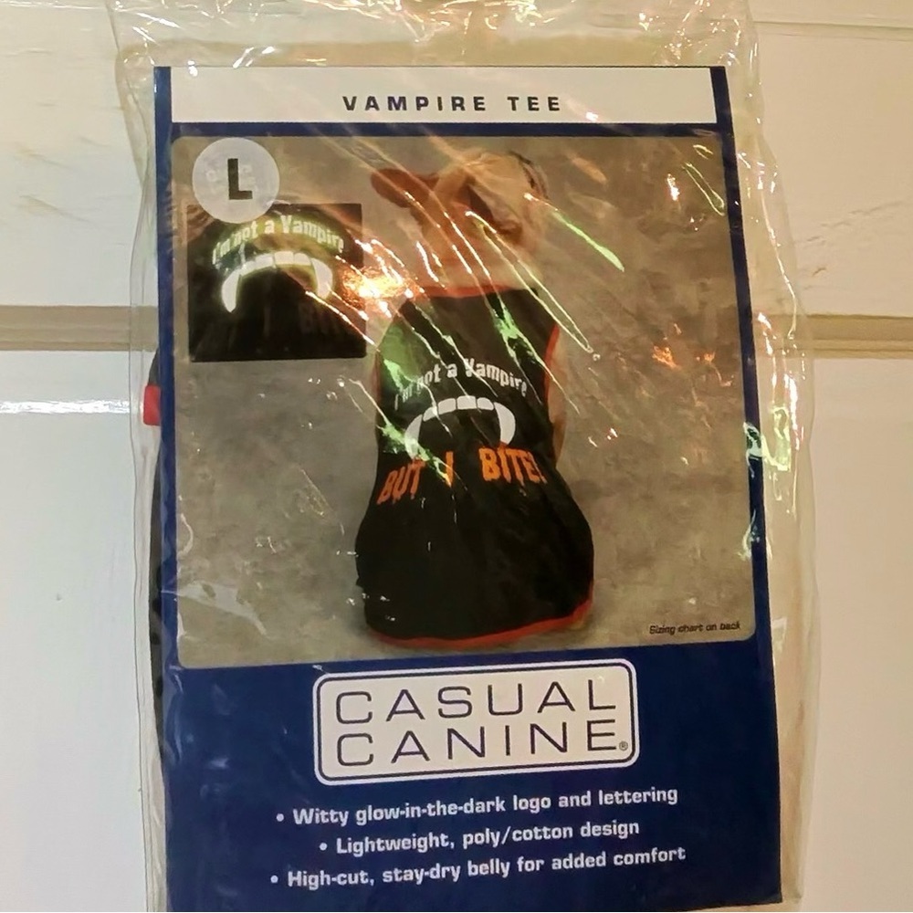 Casual Canine Vampire Tee Glow-in-the-Dark Dog Halloween Shirt